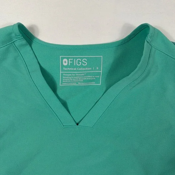 Figs Technical Collection Livingston Scrub Set V-Neck Top Pants S Teal Green